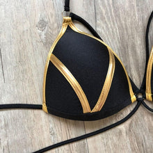 Load image into Gallery viewer, Golden Bikini Set Padded Women Swimsuit Push Up Swimwear Summer Beachwear Bathing Suit Women's Push Up Two Piece Bikini Swimsuits Elegant Lace Up Bathing Suits
