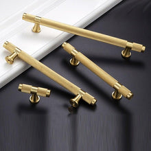 Load image into Gallery viewer, Golden Brass Knurled Textured Simple Kitchen Cabinet handle And Handles Drawer Pulls Bedroom Door Knobs  Cupboard Bathroom Door Handles Brushed Brass Pulls For Cabinets
