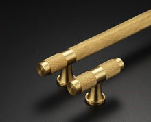 Load image into Gallery viewer, Golden Brass Knurled Textured Simple Kitchen Cabinet handle And Handles Drawer Pulls Bedroom Door Knobs  Cupboard Bathroom Door Handles Brushed Brass Pulls For Cabinets
