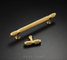 Load image into Gallery viewer, Golden Brass Knurled Textured Simple Kitchen Cabinet handle And Handles Drawer Pulls Bedroom Door Knobs  Cupboard Bathroom Door Handles Brushed Brass Pulls For Cabinets
