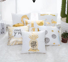 Load image into Gallery viewer, Golden Love Leaves Bronzing Cushion Decorative Pillow Black And Gold Pillow Cover Home Pillowcases Velvet Home Decor Sofa Pillows Cover 45x45CM
