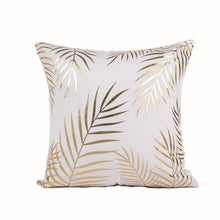 Load image into Gallery viewer, Golden Love Leaves Bronzing Cushion Decorative Pillow Black And Gold Pillow Cover Home Pillowcases Velvet Home Decor Sofa Pillows Cover 45x45CM

