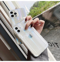 Load image into Gallery viewer, Gradient Rainbow Charming Case For iPhone 13 11 12 Pro Max XS XR 7 8 Plus Transparent Cover with Wallet Card Holder Case  Soft Cover for iPhone
