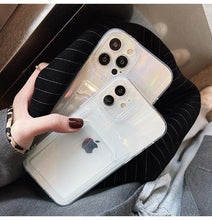 Load image into Gallery viewer, Gradient Rainbow Charming Case For iPhone 13 11 12 Pro Max XS XR 7 8 Plus Transparent Cover with Wallet Card Holder Case  Soft Cover for iPhone
