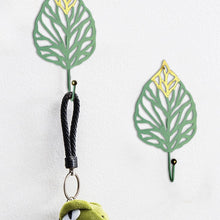 Load image into Gallery viewer, Green Gold Single Leaf Hanging Coat Hook Mini Wall Key Hook Home Decoration Modern Home Hanger Leaf Shape Coat Hooks Wall Mounted Hooks
