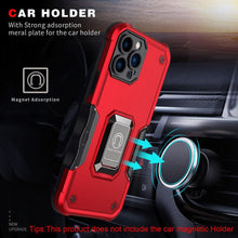 Load image into Gallery viewer, Green Shockproof Armor Case for iPhone 13 Pro Max 13 mini Ring Stand Phone Back Cover for iPhone 12 11 Pro Max Kickstand Case Built-in 360° Rotating Ring Kickstand Magnetic Case
