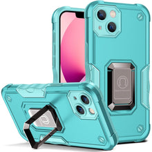 Load image into Gallery viewer, Green Shockproof Armor Case for iPhone 13 Pro Max 13 mini Ring Stand Phone Back Cover for iPhone 12 11 Pro Max Kickstand Case Built-in 360° Rotating Ring Kickstand Magnetic Case
