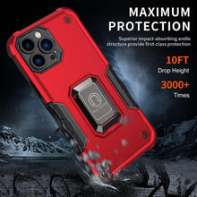 Load image into Gallery viewer, Green Shockproof Armor Case for iPhone 13 Pro Max 13 mini Ring Stand Phone Back Cover for iPhone 12 11 Pro Max Kickstand Case Built-in 360° Rotating Ring Kickstand Magnetic Case
