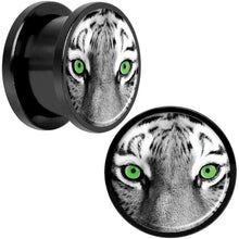 Load image into Gallery viewer, Black White Tiger Eyes Black Anodized Screw Fit Plug Set 9/16
