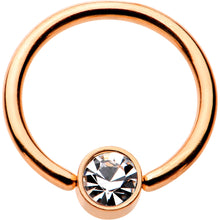 Load image into Gallery viewer, 16G 3/8 Clear Gem 4mm Disc Rose Gold IP BCR Captive Ring
