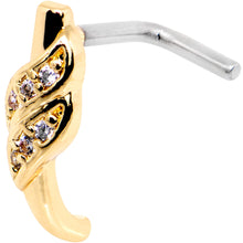Load image into Gallery viewer, 18G Clear CZ Gold Tone Swish Faux Hoop L Shaped Nose Ring
