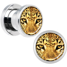 Load image into Gallery viewer, Full Color Leopard Eyes Steel Screw Fit Plug Set 0G
