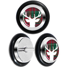 Load image into Gallery viewer, Red Green Plaid Reindeer Cheater Plug Set
