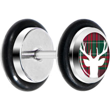 Load image into Gallery viewer, Red Green Plaid Reindeer Cheater Plug Set
