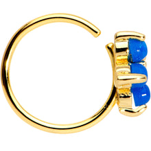 Load image into Gallery viewer, 20G Clear CZ Blue Faux Opal Gold Tone Flower Circular Ring
