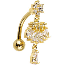 Load image into Gallery viewer, Clear CZ Gold Tone Chandelier Top Mount Dangle Belly Ring
