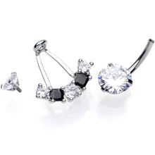 Load image into Gallery viewer, Clear Black CZ Gem Sassy Sparkle Butterfly Dangle Belly Ring
