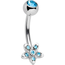 Load image into Gallery viewer, Blue Gem Field of Flowers Dangle Belly Ring
