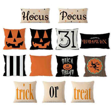 Load image into Gallery viewer, Halloween Cushion Cover Soft Linen Pillow Case Sofa Decoration Pumpkin Printed Pillow Case Orange And Black Pillow Cover For Living Room Car Pillowcase Home Supplies
