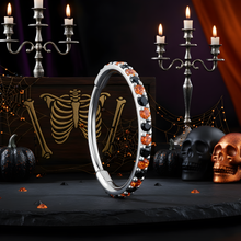 Load image into Gallery viewer, 20G Micro Gem Titanium Hinged Nose Hoop - Black Orange Nose Ring
