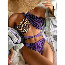 Load image into Gallery viewer, Halter Push Up Bikini Set Summer Swimsuit Women's Bikini Set Two Piece High Waist Swimsuits Push Up Halter Swimwear Striped Padded Bathing Suits Women's Swimming Suit High Waist Swimwear Female Bathing Suit
