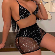 Load image into Gallery viewer, Halter See Through Sequins Mesh Bra &amp; Shorts
