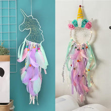 Load image into Gallery viewer, Handmade  Dream Catchers Flower For Kids Unicorn Dream Catcher Ornament  Feather Wall Decor For Girls Bedroom Flower Wall Hanging Decoration Flower Dream Catcher
