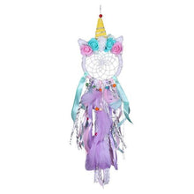 Load image into Gallery viewer, Handmade  Dream Catchers Flower For Kids Unicorn Dream Catcher Ornament  Feather Wall Decor For Girls Bedroom Flower Wall Hanging Decoration Flower Dream Catcher
