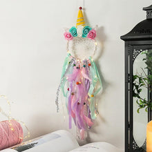 Load image into Gallery viewer, Handmade  Dream Catchers Flower For Kids Unicorn Dream Catcher Ornament  Feather Wall Decor For Girls Bedroom Flower Wall Hanging Decoration Flower Dream Catcher

