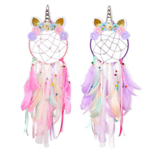 Load image into Gallery viewer, Handmade  Dream Catchers Flower For Kids Unicorn Dream Catcher Ornament  Feather Wall Decor For Girls Bedroom Flower Wall Hanging Decoration Flower Dream Catcher
