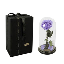 Load image into Gallery viewer, Handmade Preserved Enchanted Rose With Glass Dome on Wood Base - Rose for Christmas ,Valentine's Day
