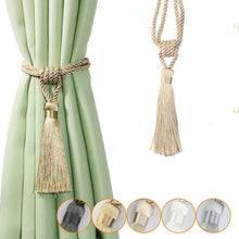 Load image into Gallery viewer, Handmade Tassel Curtain Tieback Room Accessories Gold Curtain Buckle Rope Home Decoration Holdback Window Fringe Curtain Tiebacks Hand-Woven Holdbacks Home Decorative Tassels Tiebacks
