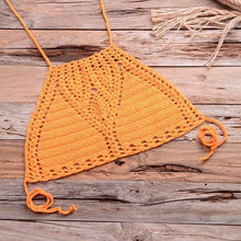 Load image into Gallery viewer, Handmade Vintage Crochet Bikinis Knitted Cotton Swimwear Women's Crochet Swimsuit Two Pieces Bathing Suits Bikini Swimsuit Top Bottom Bandage Modern Women Beachwear For Summer
