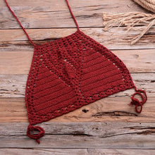 Load image into Gallery viewer, Handmade Vintage Crochet Bikinis Knitted Cotton Swimwear Women's Crochet Swimsuit Two Pieces Bathing Suits Bikini Swimsuit Top Bottom Bandage Modern Women Beachwear For Summer
