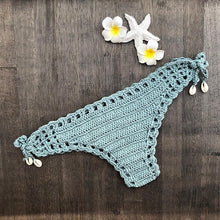 Load image into Gallery viewer, Handmade Vintage Crochet Bikinis Knitted Cotton Swimwear Women's Crochet Swimsuit Two Pieces Bathing Suits Bikini Swimsuit Top Bottom Bandage Modern Women Beachwear For Summer
