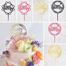 Load image into Gallery viewer, Happy Birthday Cake Topper Gold Cake Topper Acrylic Cake Topper Happy Birthday Cake Topper Cake Decoration Acrylic Letter Cake Toppers Party Supplies Happy Birthday Black Cake Decorations
