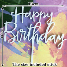 Load image into Gallery viewer, Happy Birthday Cake Topper Gold Cake Topper Acrylic Cake Topper Happy Birthday Cake Topper Cake Decoration Acrylic Letter Cake Toppers Party Supplies Happy Birthday Black Cake Decorations
