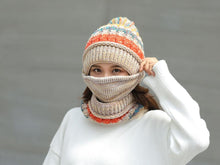 Load image into Gallery viewer, Hat Winter Mask balaclava Hat for girls Scarf Thick Warm Fleece Inside Knitted Hat Thick Mask Warm Full Face Scarf Winter Hats Hiking Face Scarf Balaclava Helmet Liner Cap Soft Sport Reusable Headgear Winter Fishing Warm Mask
