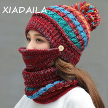 Load image into Gallery viewer, Hat Winter Mask balaclava Hat for girls Scarf Thick Warm Fleece Inside Knitted Hat Thick Mask Warm Full Face Scarf Winter Hats Hiking Face Scarf Balaclava Helmet Liner Cap Soft Sport Reusable Headgear Winter Fishing Warm Mask
