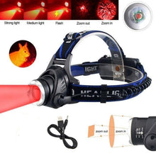 Load image into Gallery viewer, Headlamp Flashlight USB LED Head Rechargeable Light Waterproof Green/Red/UV 395nm Zoomable Headlamp Flashlight Light Outdoor   Waterproof Headlight Led Head Lamp 3 Modes Torch For Camping Hiking Fishing
