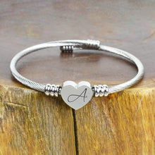 Load image into Gallery viewer, Heart Cable Initial Bracelet Hypoallergenic and Adjustable
