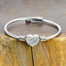 Load image into Gallery viewer, Heart Cable Initial Bracelet Hypoallergenic and Adjustable
