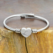 Load image into Gallery viewer, Heart Cable Initial Bracelet Hypoallergenic and Adjustable
