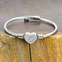 Load image into Gallery viewer, Heart Cable Initial Bracelet Hypoallergenic and Adjustable
