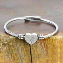 Load image into Gallery viewer, Heart Cable Initial Bracelet Hypoallergenic and Adjustable

