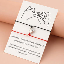 Load image into Gallery viewer, Heart Shaped Magnet Couple Bracelet Adjustable Black Red Rope Hand Bracelet Classic Men Women  First Day Of School Bracelets For Mom Daughter Cutout Heart Bracelets Mother’s Day Valentine’s day Jewelry Gifts
