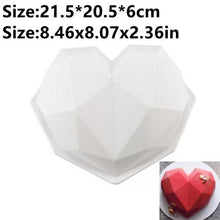 Load image into Gallery viewer, Heart Shaped Silicone Cake Mold With Mini Hammer 3D Geometric Cake Mold Silicone Mousse/Chocolate Cakes Mould For Birthday Heart Shaped Chocolate Mold Silicone Fondant Chocolate Mousse Cake Molds Tray Multi Function
