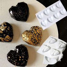 Load image into Gallery viewer, Heart Shaped Silicone Cake Mold With Mini Hammer 3D Geometric Cake Mold Silicone Mousse/Chocolate Cakes Mould For Birthday Heart Shaped Chocolate Mold Silicone Fondant Chocolate Mousse Cake Molds Tray Multi Function
