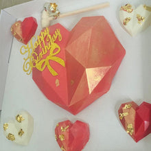 Load image into Gallery viewer, Heart Shaped Silicone Cake Mold With Mini Hammer 3D Geometric Cake Mold Silicone Mousse/Chocolate Cakes Mould For Birthday Heart Shaped Chocolate Mold Silicone Fondant Chocolate Mousse Cake Molds Tray Multi Function
