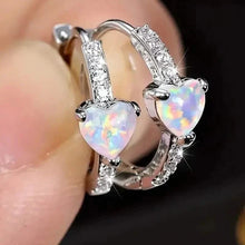 Load image into Gallery viewer, Heart-shaped Synthetic Zirconia Hoop Earrings
